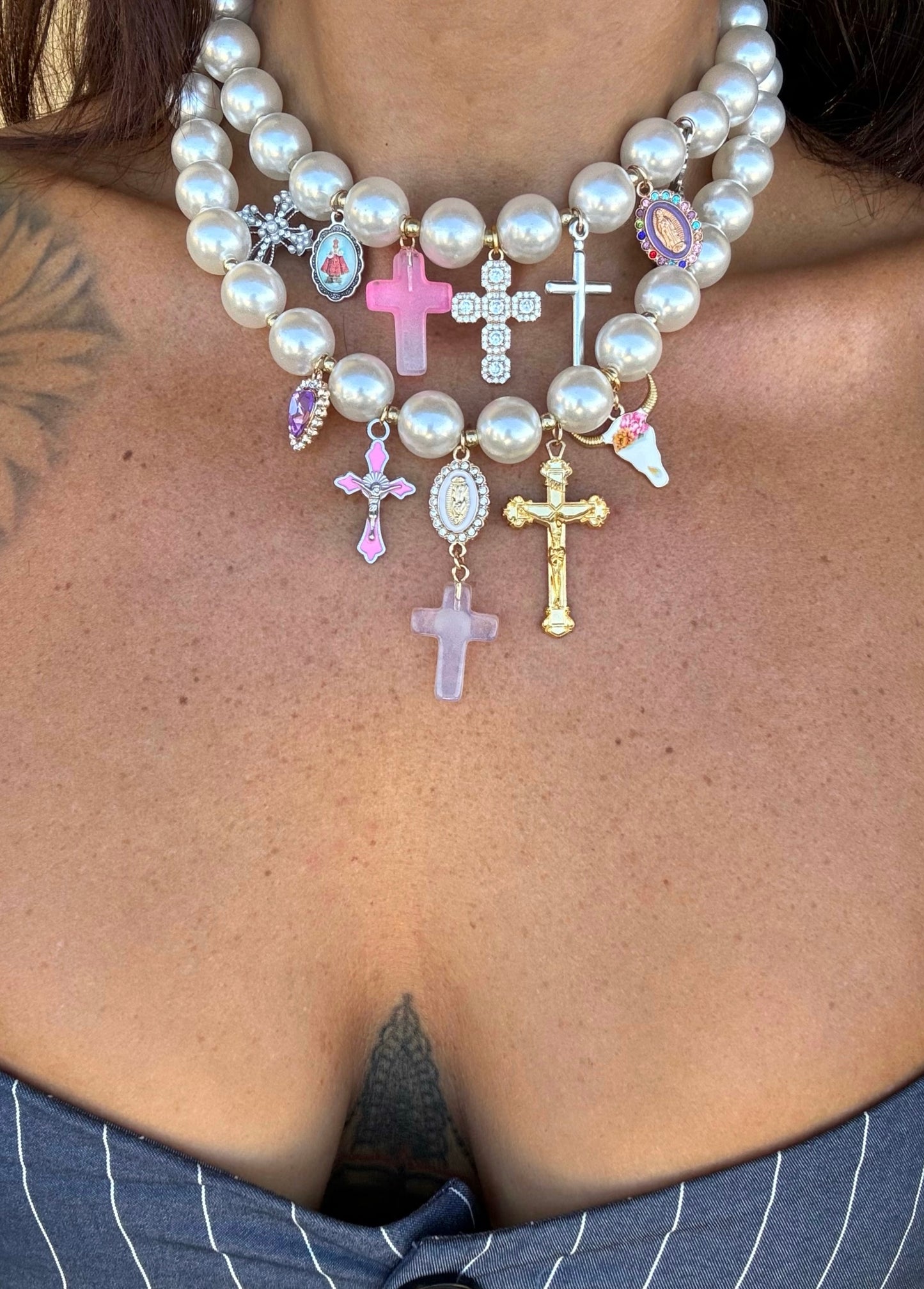 Croci e perle pink set