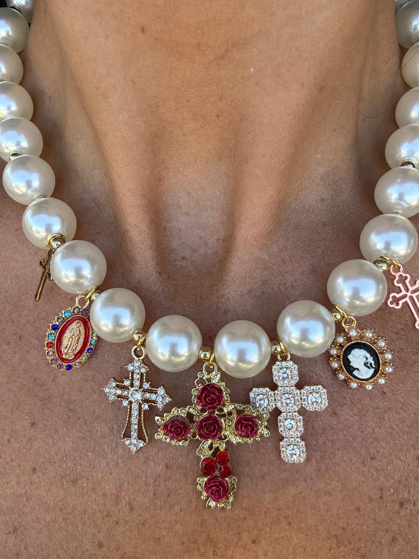 Collana perle e croci red β€οΈβπ₯πΉ