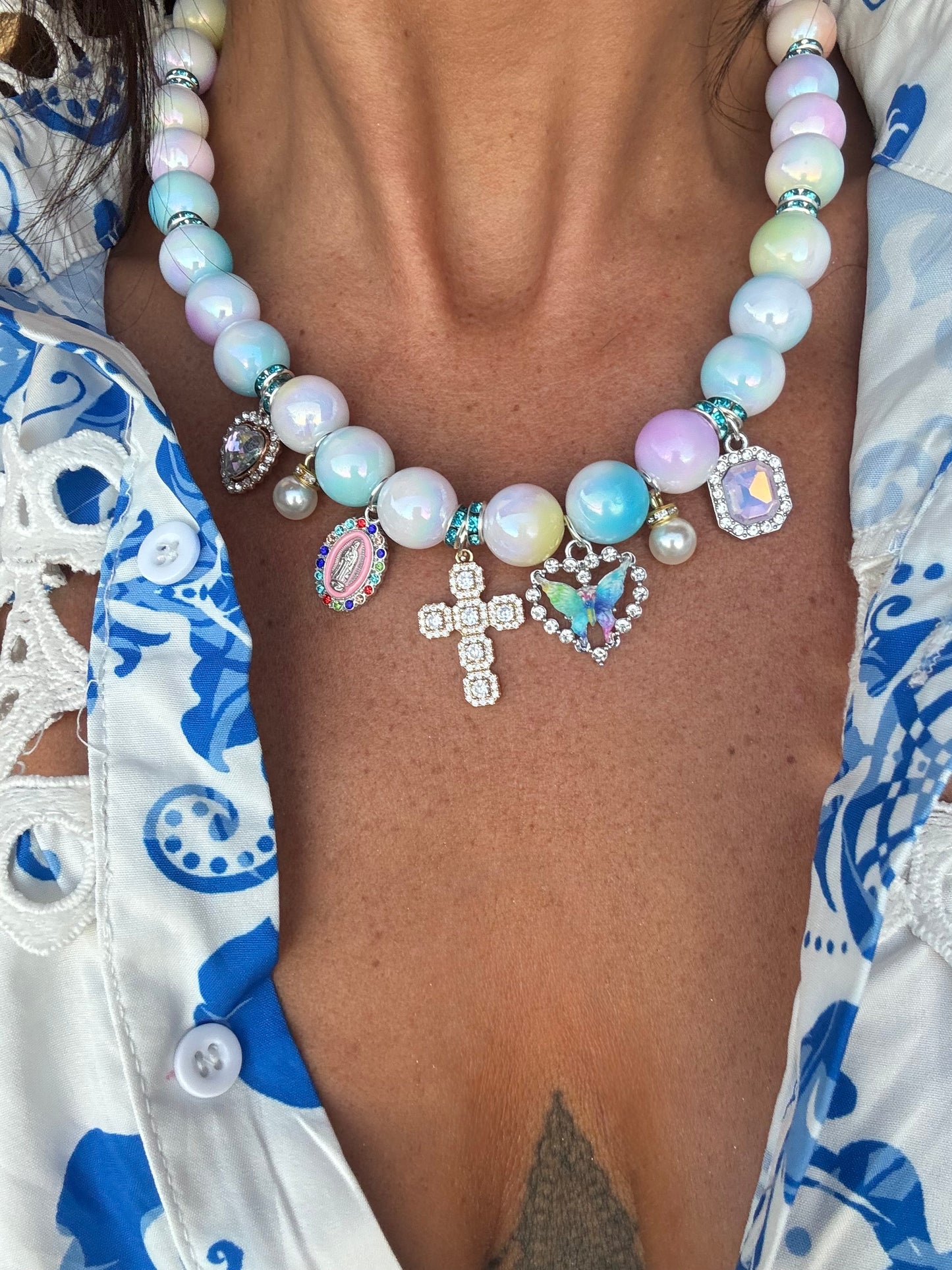 Collana perle grandi rainbow 🌈🦄